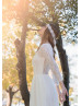 Long Sleeves Ivory Lace Chiffon Bohemian Wedding Dress